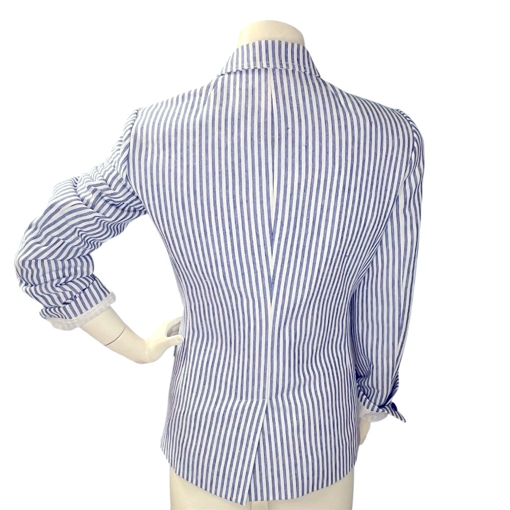 J. Crew Blue and White Striped Cotton Blend Blazer - Picture 4 of 10